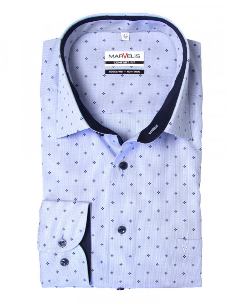 Camicia Marvelis Comfort Fit blu chiaro con motivo art 7010.74.11 