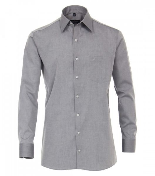 Camisa CASAMODA COMFORT FIT UNI POPELINE gris con cuello Kent de corte clásico