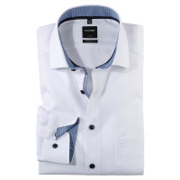Camisa OLYMP Luxor modern fit UNI POPELINE blanco con cuello Global Kent de corte moderno
