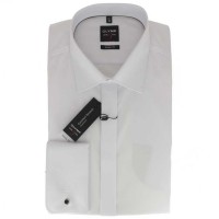 Camisa OLYMP Level Five soirée body fit UNI POPELINE blanco con cuello New York Kent de corte estrecho