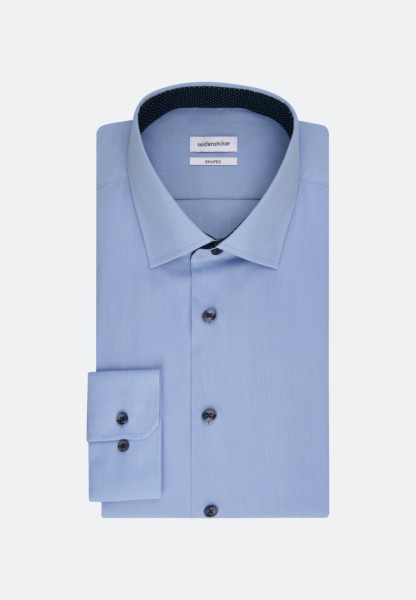 Chemise Seidensticker TAILORED FIL À FIL bleu clair avec col Business Kent en coupe étroite