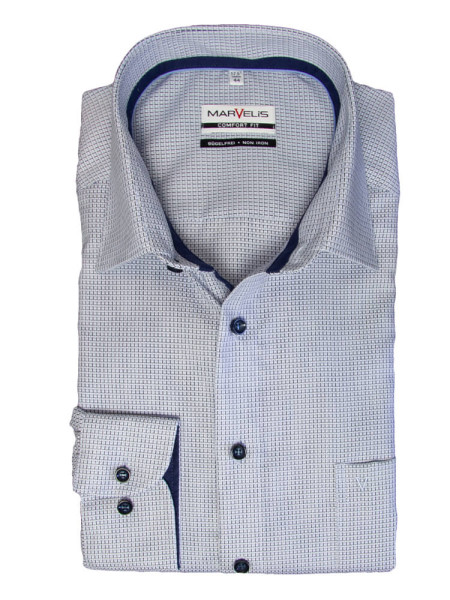 Marvelis Hemd COMFORT FIT UNI POPELINE hellblau mit New Kent Kragen in klassischer Schnittform
