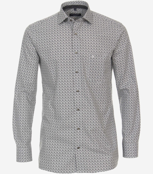 Camisa CasaModa COMFORT FIT PRINT gris con cuello Kent de corte clásico