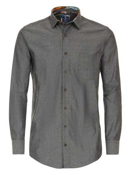 Redmond shirt REGULAR FIT TWILL grey with Button Down collar in classic cut