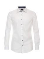 Camisa Venti BODY FIT UNI POPELINE blanco con cuello Kent de corte estrecho