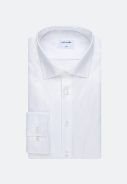 Camisa Seidensticker SLIM FIT TWILL blanco con cuello Business Kent de corte estrecho