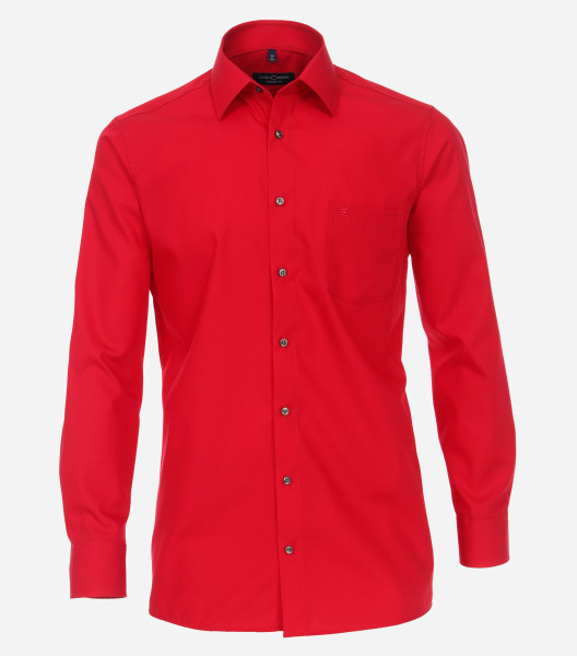 Camisa CasaModa COMFORT FIT UNI POPELINE rojo con cuello Kent de corte clásico