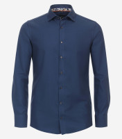 Venti Hemd MODERN FIT UNI POPELINE dunkelblau mit Under Button Down Kragen in moderner Schnittform