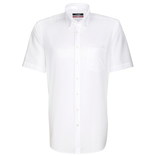 Chemise Seidensticker REGULAR UNI POPELINE blanc avec col Button Down en coupe moderne