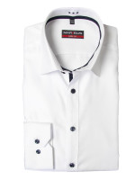 Camicia Marvelis BODY FIT TWILL bianco con New York Kent collar in taglio stretto