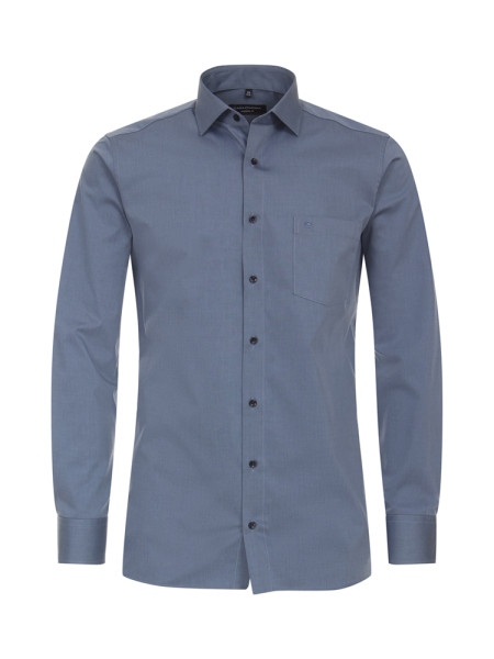 Camisa CasaModa MODERN FIT UNI POPELINE azul medio con cuello Kent de corte moderno