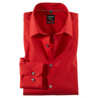 Camisa OLYMP No. Six super slim UNI POPELINE rojo con cuello Urban Kent de corte súper estrecho