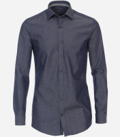 Venti shirt BODY FIT HYPERFLEX dark blue with Kent collar in narrow cut