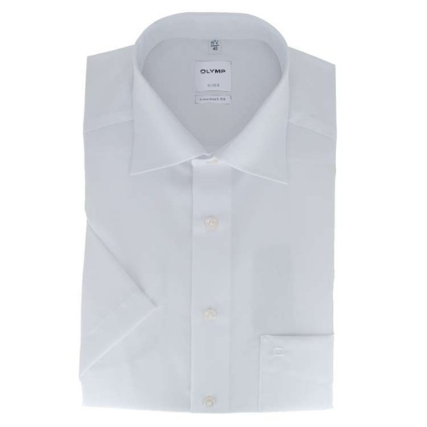 OLYMP Luxor comfort fit shirt UNI POPELINE white with New Kent collar in classic cut