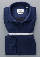 Camicia Eterna SLIM FIT TWILL blu scuro con Spaccato  collar in taglio stretto