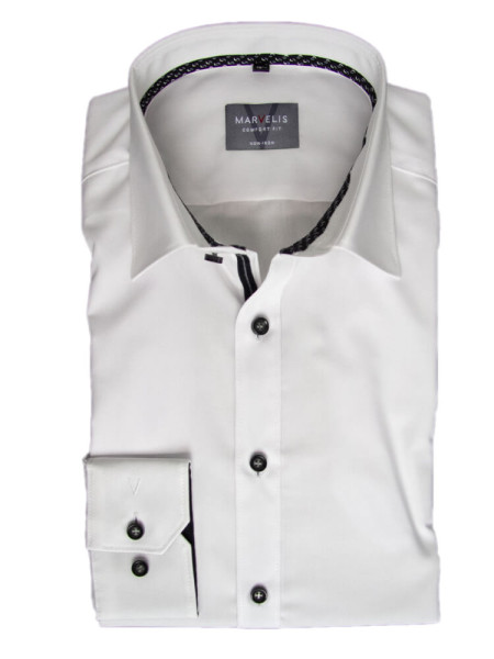 Marvelis Hemd COMFORT FIT UNI POPELINE weiss mit New Kent Kragen in klassischer Schnittform