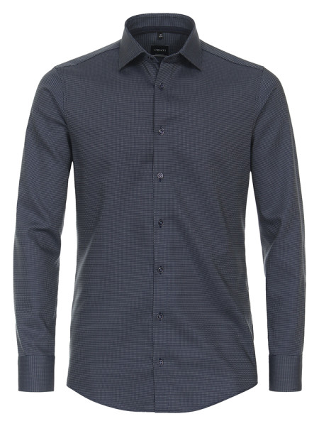 Venti overhemd MODERN FIT STRUCTUUR donkerblauw met Kent-kraag in moderne snit
