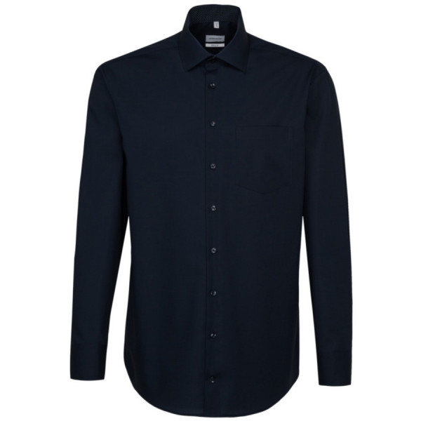 Seidensticker REGULAR shirt UNI POPELINE dark blue with Business Kent collar in modern cut