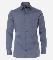 Camisa CasaModa COMFORT FIT TWILL azul medio con cuello Kent de corte clásico