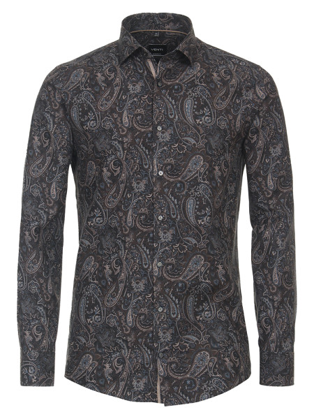 Venti overhemd MODERN FIT PRINT bruin met Button Down-kraag in moderne snit
