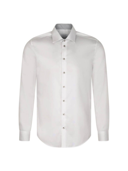 Camicia Seidensticker SLIM TWILL bianco con Business Kent collar in taglio stretto