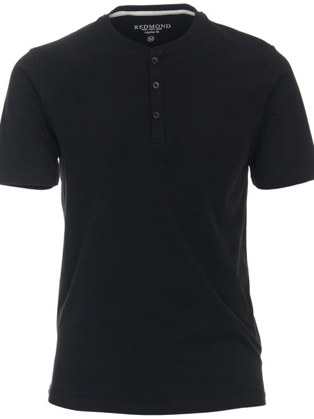 Maglietta Redmond REGULAR FIT JERSEY nero con Collo rotondo collar in taglio classico