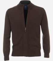 Redmond cardigan REGULAR FIT KNITTED brown with Stand-up collar collar in classic cut