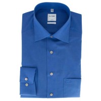 Camicia OLYMP Luxor comfort fit CHAMBRAY blu medio con Nuovo Kent collar in taglio classico