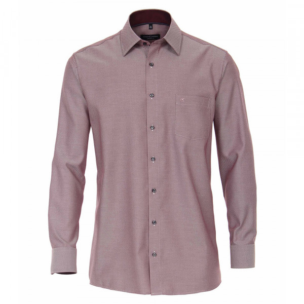 CASAMODA Hemd COMFORT FIT STRUKTUR dunkelrot mit Kent Kragen in klassischer Schnittform