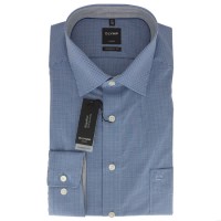 Camisa OLYMP Luxor modern fit OFFICE azul oscuro con cuello Nuevo Kent de corte moderno