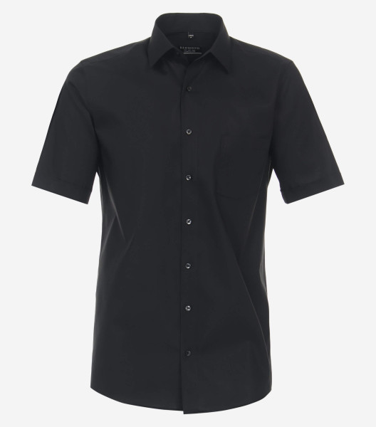 Camicia Redmond COMFORT FIT UNI POPELINE nero con Kent collar in taglio classico