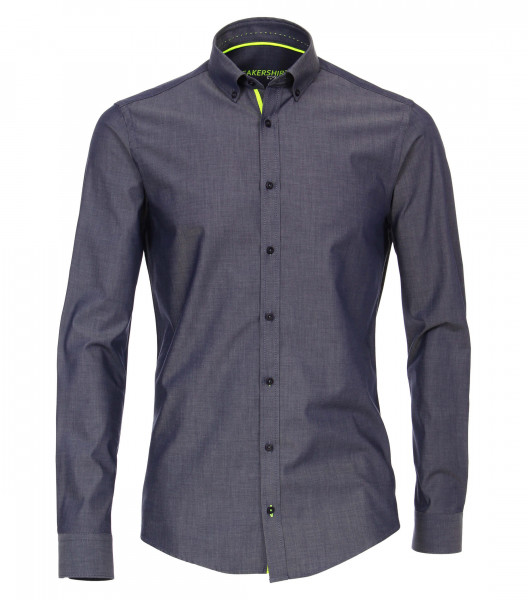 Venti Hemd MODERN FIT UNI POPELINE dunkelblau mit Button Down Kragen in moderner Schnittform
