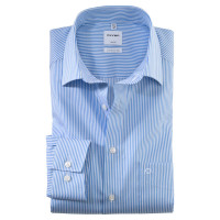 Camicia OLYMP Luxor comfort fit TWILL STRISCE azzurro con Nuovo Kent collar in taglio classico