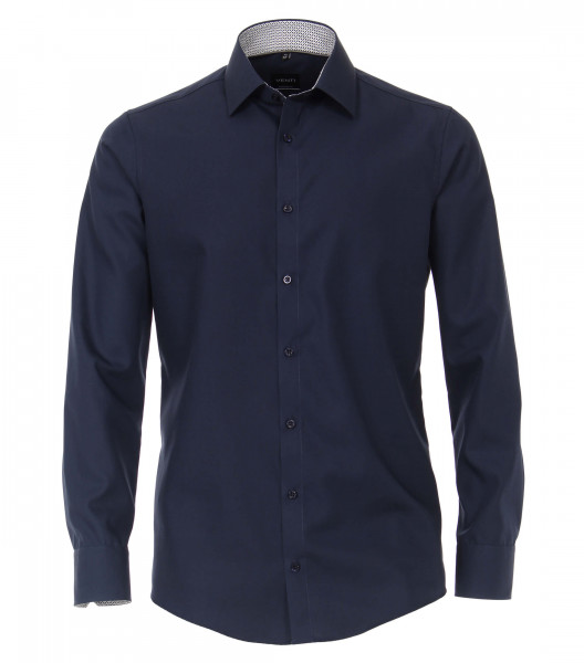 Venti Hemd MODERN FIT UNI POPELINE dunkelblau mit Kent Kragen in moderner Schnittform