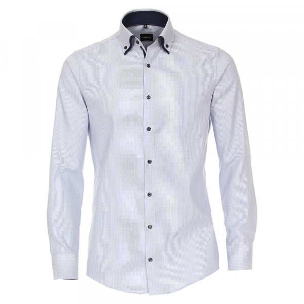 Venti overhemd MODERN FIT STRUCTUUR middelblauw met Button Downkraag in moderne snit