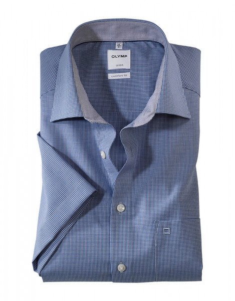 Camisa OLYMP COMFORT FIT ESTRUCTURA azul oscuro con cuello Nuevo Kent de corte clásico