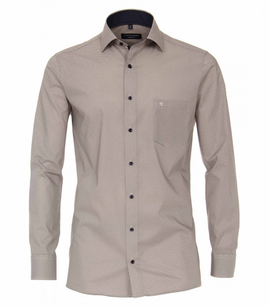 CASAMODA Hemd MODERN FIT PRINT hellbraun mit Kent Kragen in moderner Schnittform