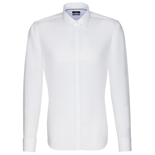 Camisa Seidensticker SHAPED UNI POPELINE blanco con cuello Business Kent Party de corte moderno