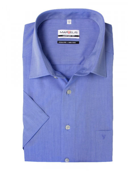 Camisa Marvelis COMFORT FIT CHAMBRAY azul medio con cuello Nuevo Kent de corte clásico