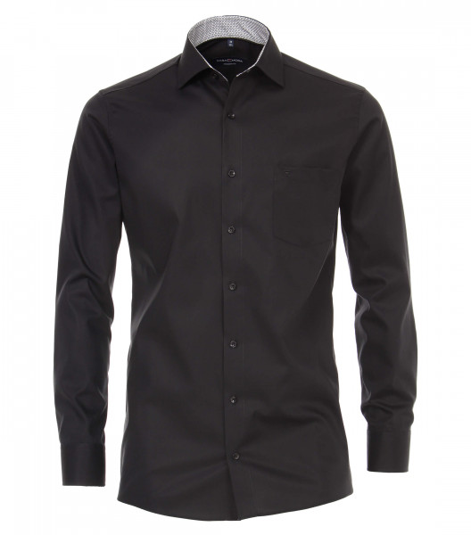 CASAMODA Hemd MODERN FIT UNI POPELINE schwarz mit Kent Kragen in moderner Schnittform