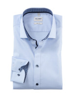 Olymp Hemd BODY FIT TWILL hellblau mit Modern Kent Kragen in schmaler Schnittform
