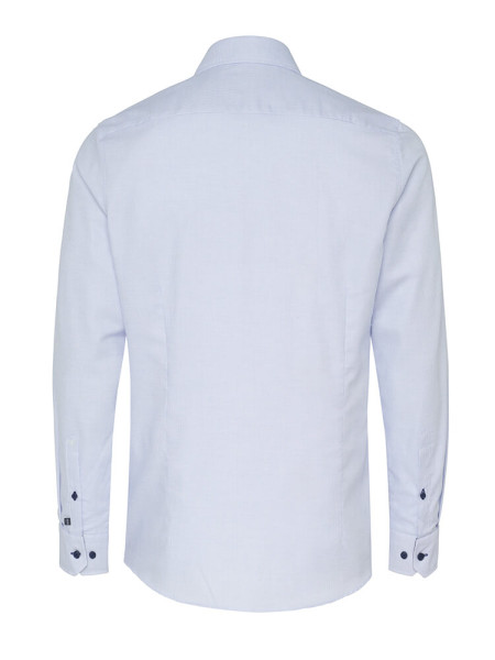 PURE Slim Fit Hemd Mittelblau Haifisch Struktur
