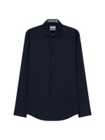 Seidensticker overhemd EXTRA SLIM UNI POPELINE donkerblauw met Business Kent-kraag in super smalle snit