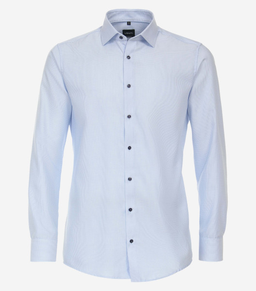 Camisa Venti MODERN FIT ESTRUCTURA azul claro con cuello Kent de corte moderno