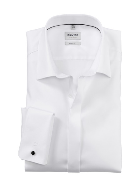 Camisa Olymp BODY FIT UNI POPELINE blanco con cuello New York Kent de corte estrecho