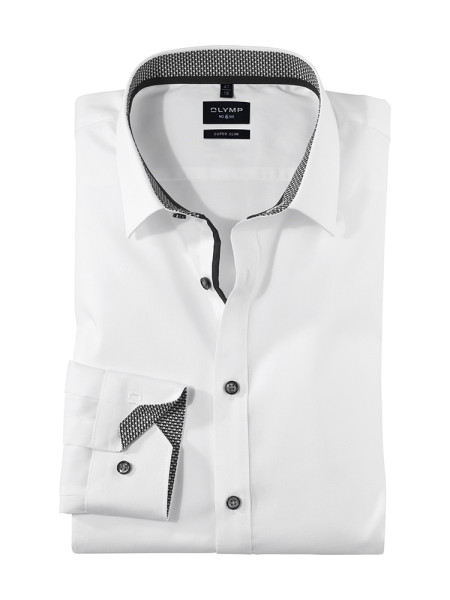 Camisa OLYMP SUPER SLIM UNI STRETCH blanco con cuello Urban Kent de corte súper estrecho