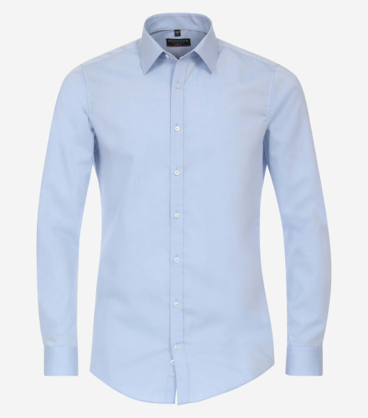 Camisa Redmond SLIM FIT UNI POPELINE azul claro con cuello Kent de corte estrecho