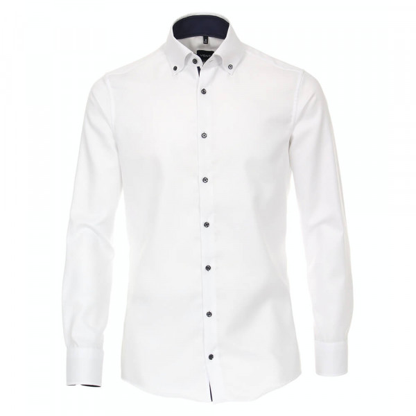 Camisa Venti MODERN FIT ESTRUCTURA blanco con cuello Button Down de corte moderno