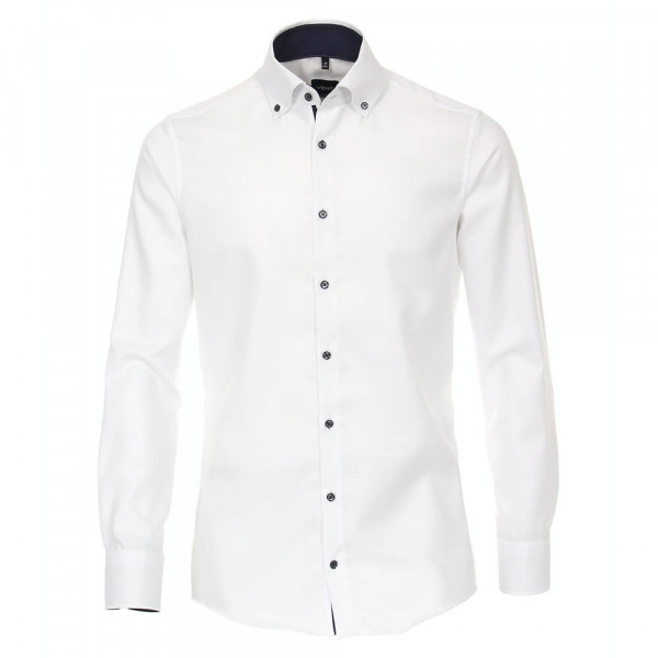 Chemise Venti MODERN FIT STRUCTURE blanc avec col Button Down en coupe moderne