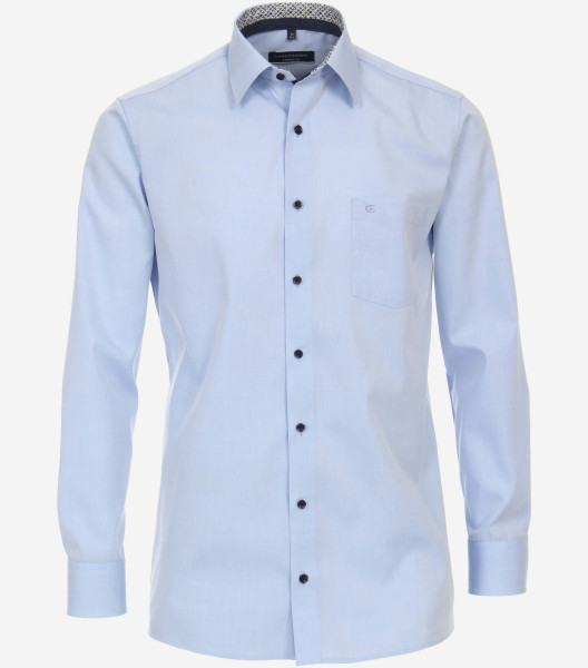 Camisa CasaModa COMFORT FIT UNI POPELINE azul claro con cuello Kent de corte clásico